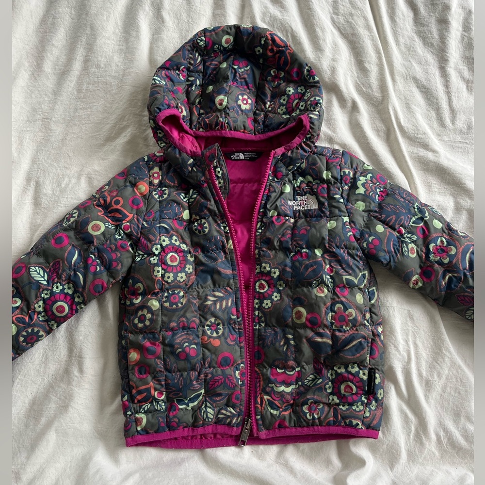 The North Face kids thermoball hooded floral jacket